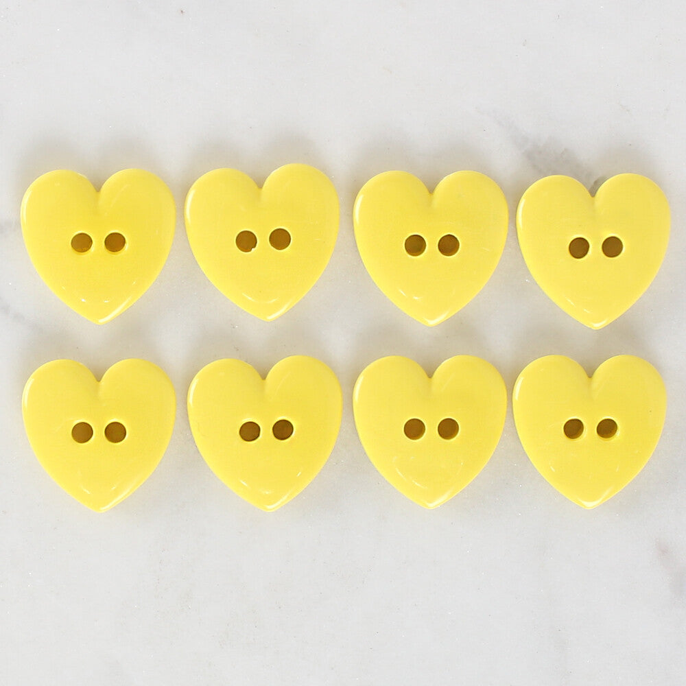 Loren Crafts 8 Pack Heart Shaped Button, Yellow - 1075