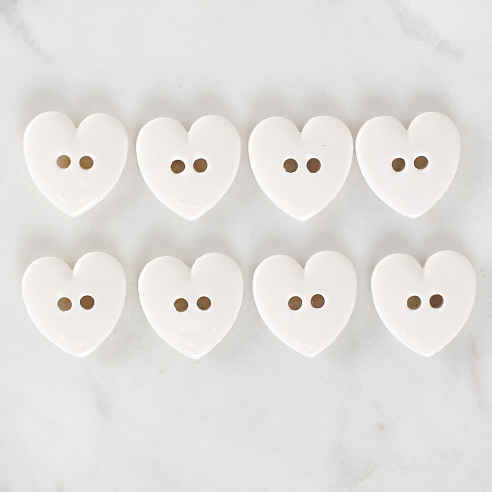 Loren Crafts 8 Pack Heart Shaped Button, Light Cream - 1077