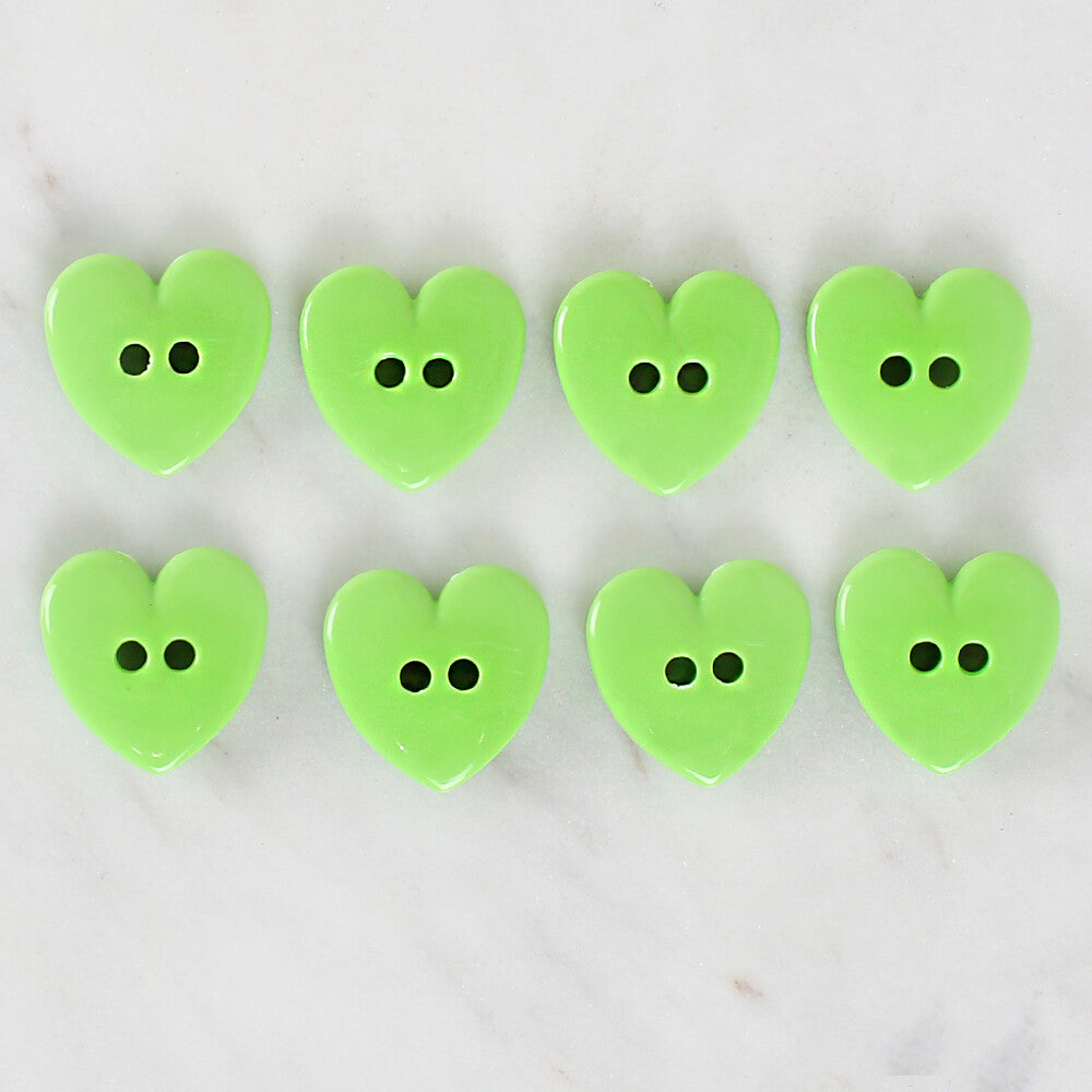 Loren Crafts 8 Pack Heart Shaped Button, Green - 1078