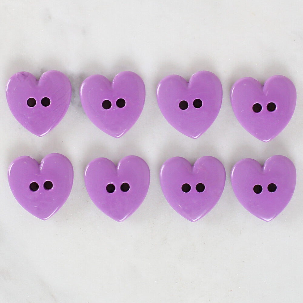 Loren Crafts 8 Pack Heart Shaped Button, Purple - 1079