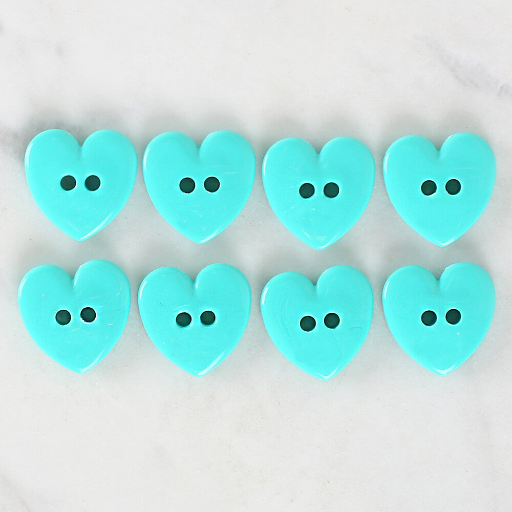 Loren Crafts 8 Pack Heart Shaped Button, Green - 1082