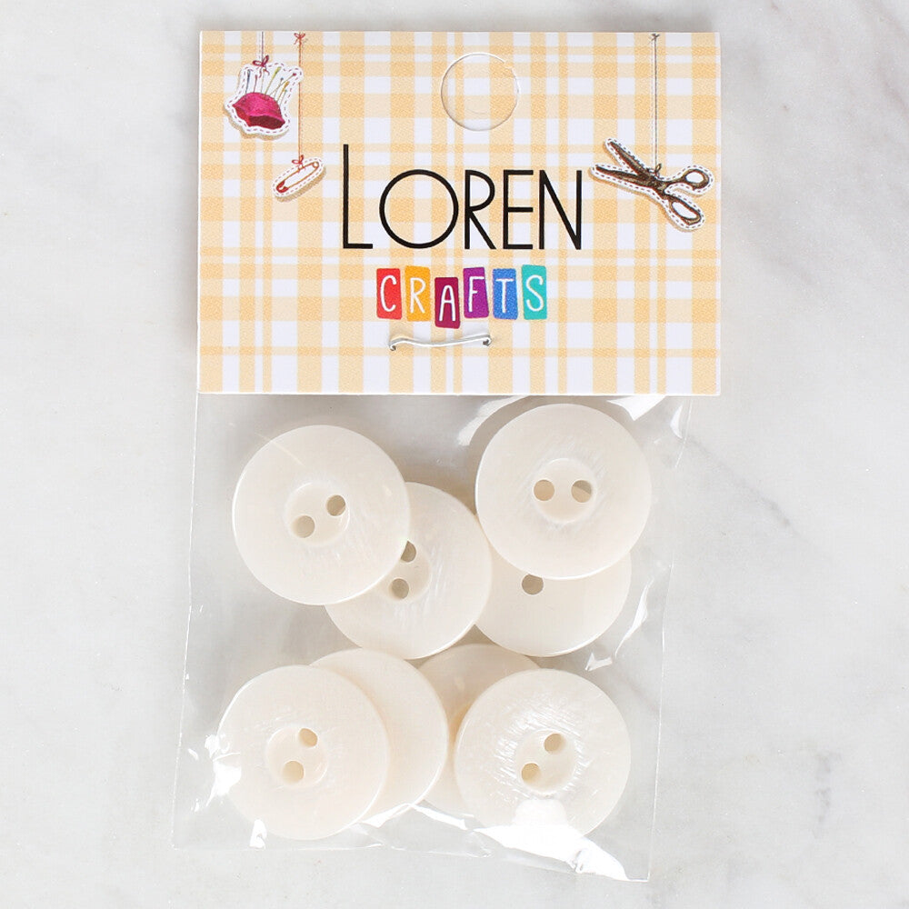 Loren Crafts 8 Pack Button, White - 1114