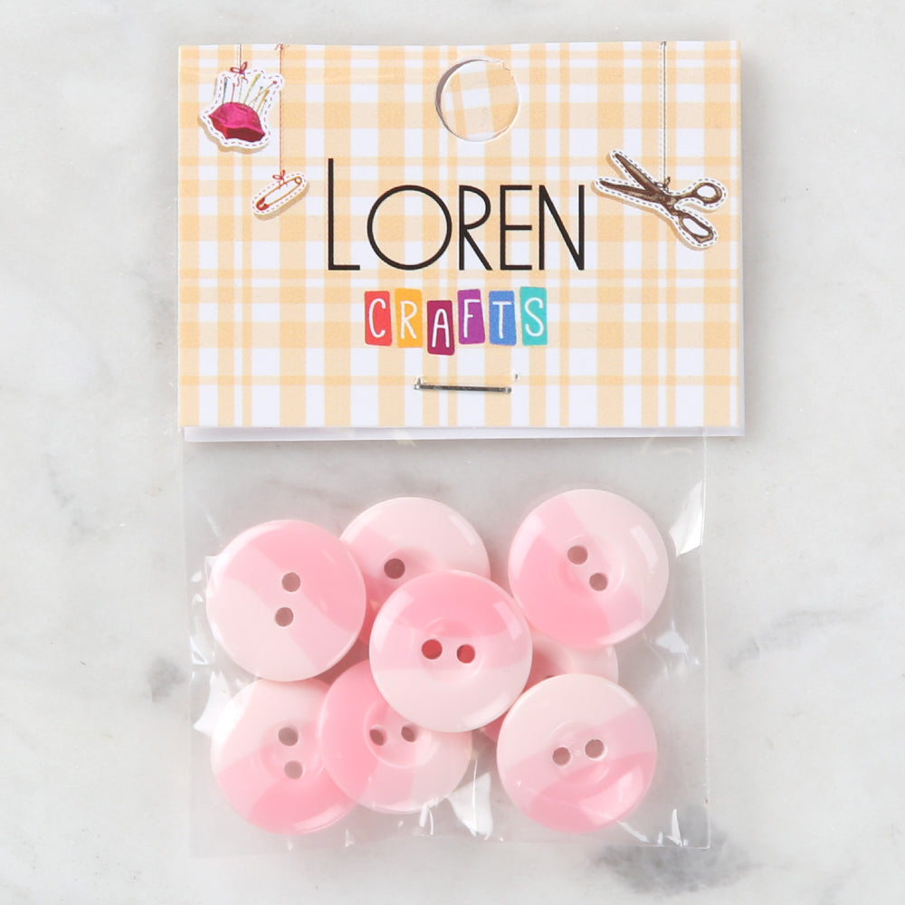 Loren Crafts 8 Pack Button, Pink - 1123