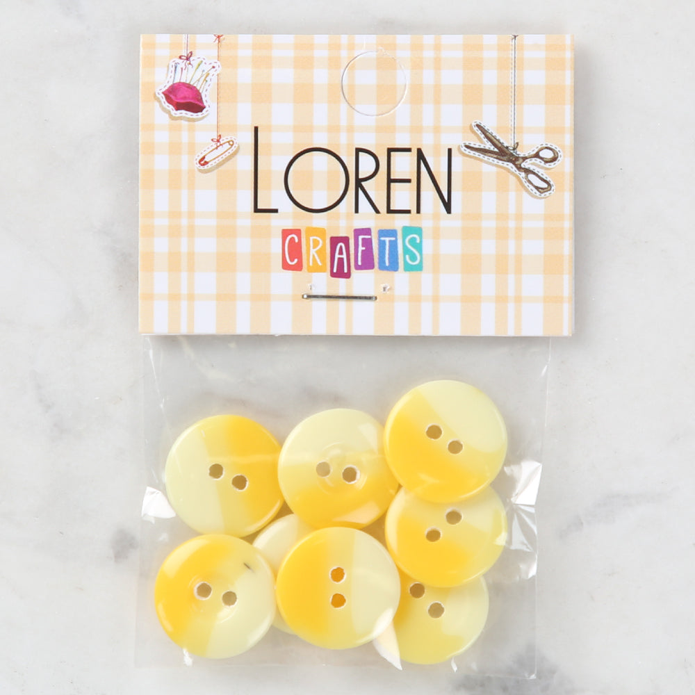 Loren Crafts 8 Pack Button, Yellow - 1128