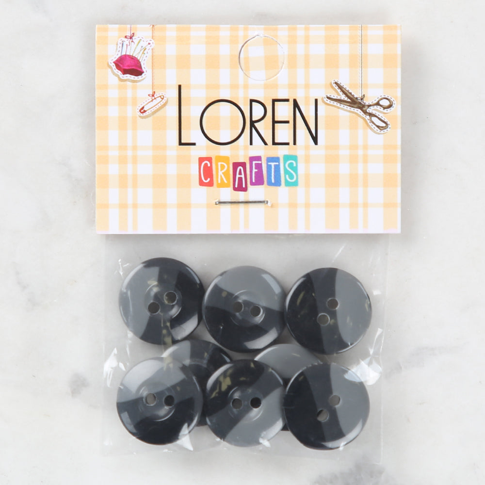 Loren Crafts 8 Pack Button, Grey - 1129