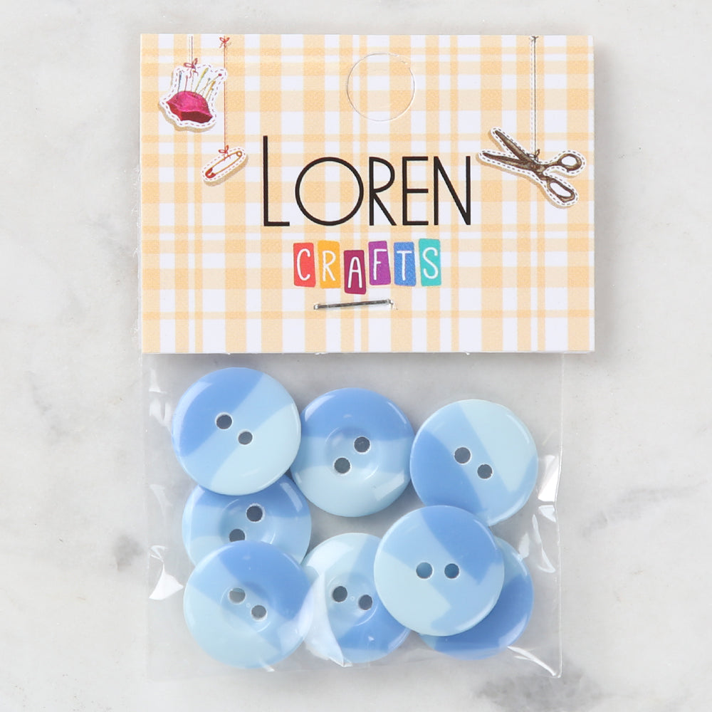 Loren Crafts 8 Pack Button, Blue - 1132