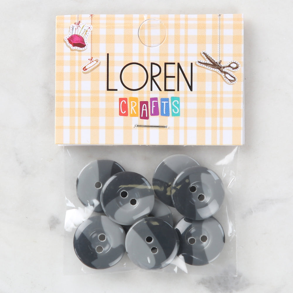 Loren Crafts 8 Pack Button, Grey - 1138