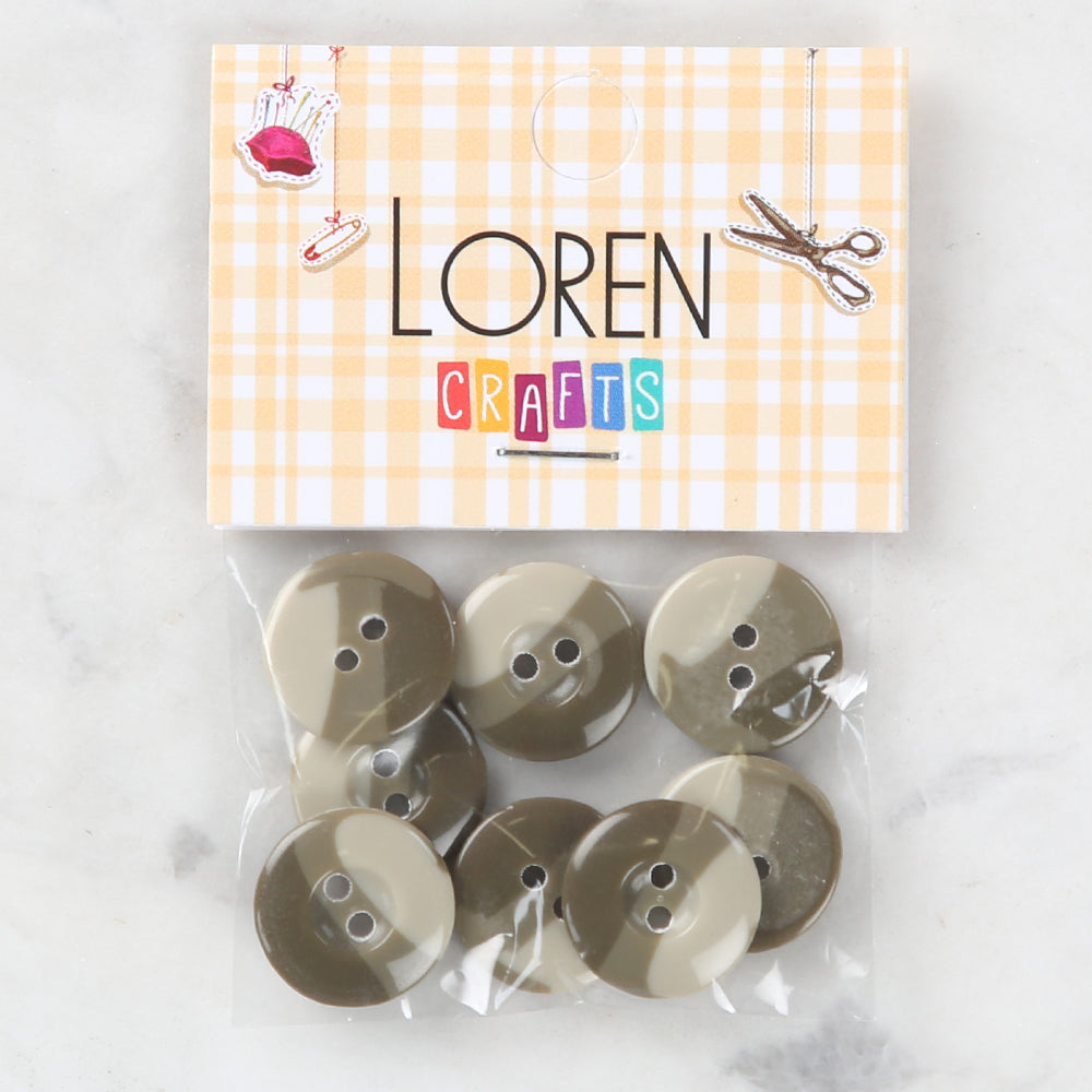 Loren Crafts 8 Pack Button, Brown  - 1140