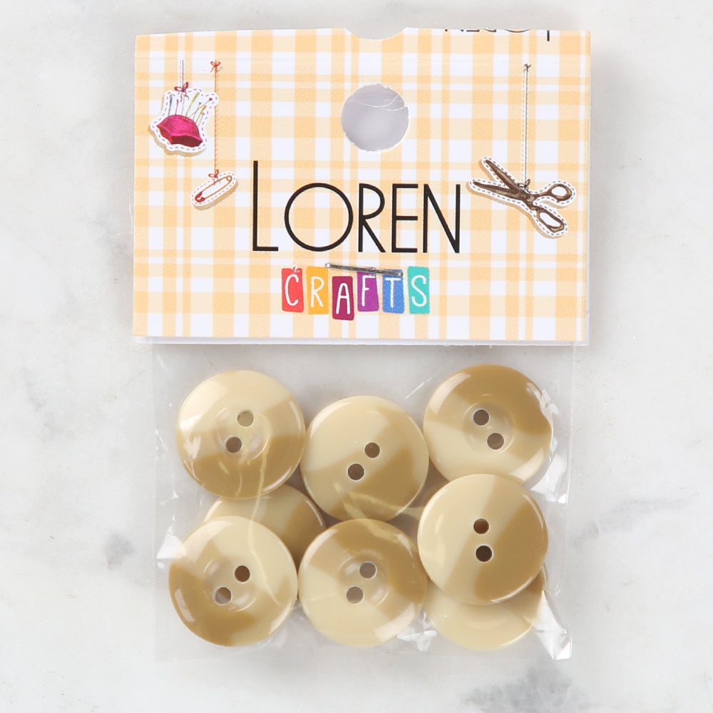 Loren Crafts 8 Pack Button, Beige - 1142