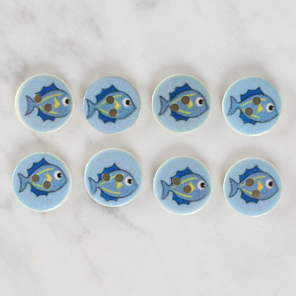 Loren Crafts 8 Pack Fish Patterned Button - 1160