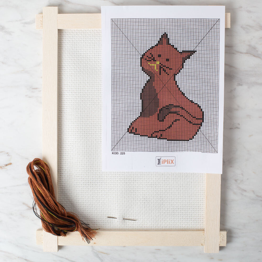 Loren Cross Stitch Kit, Sitting Cat - 225