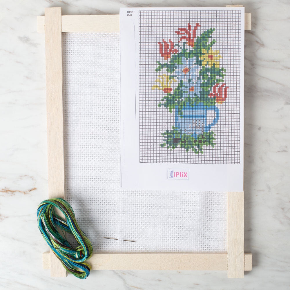 Loren Cross Stitch Kit, Flower Basket - 208