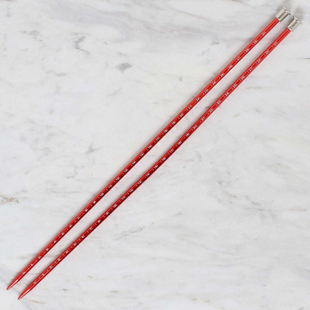 Yabalı 5mm 35 cm Knitting Needle with Measure, Red - YBL-347