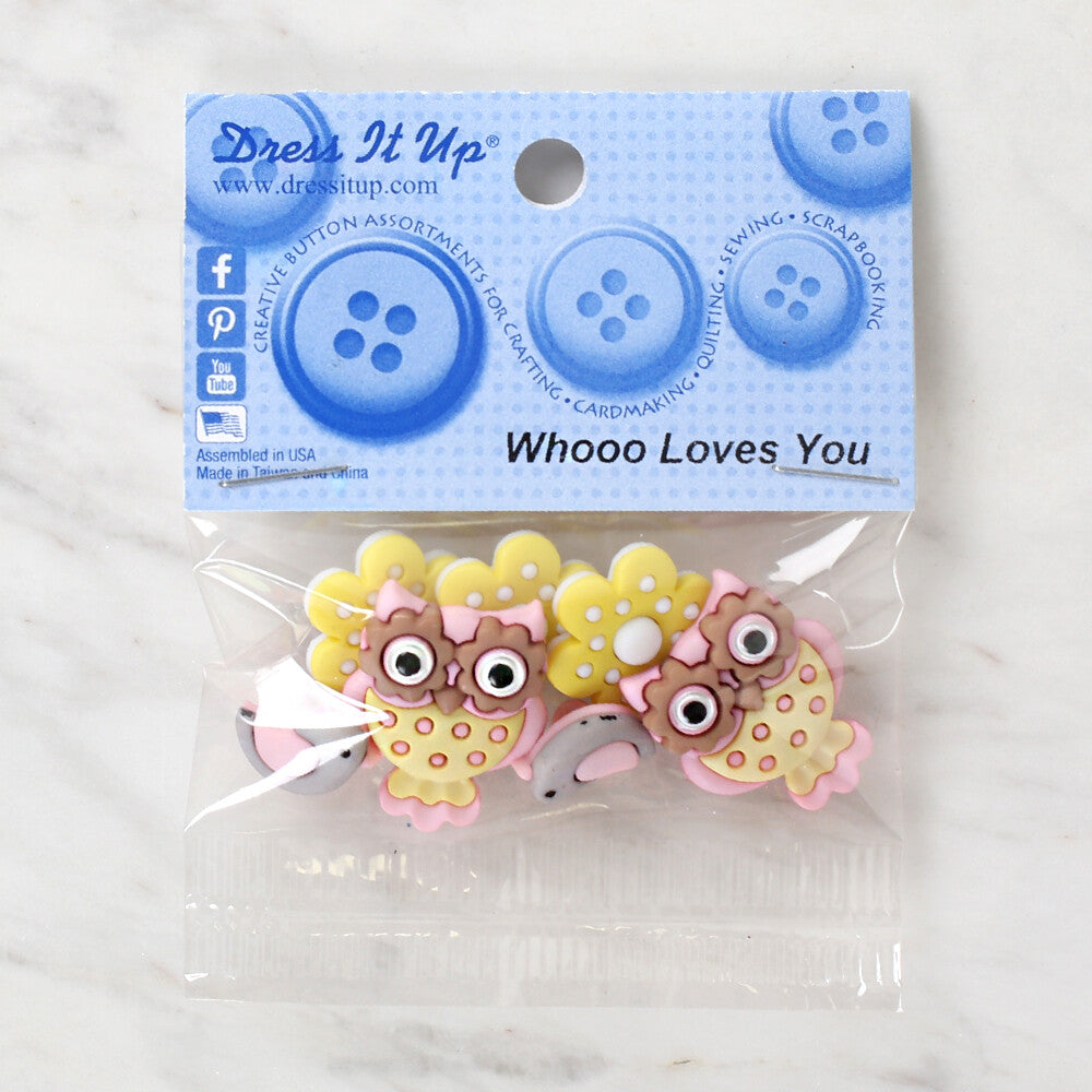 Dress It Up Creative Button Assortment, Whooo Loves You - 9319