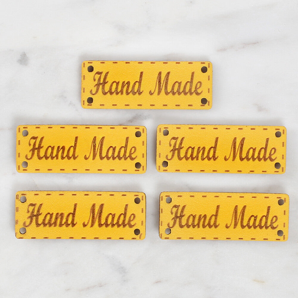 Loren Crafts 5 pcs Leather "Handmade" Tag, Yellow