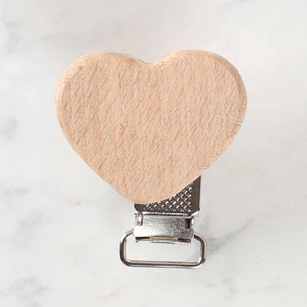 Loren Crafts Heart Shaped Wooden Pacifier Clip