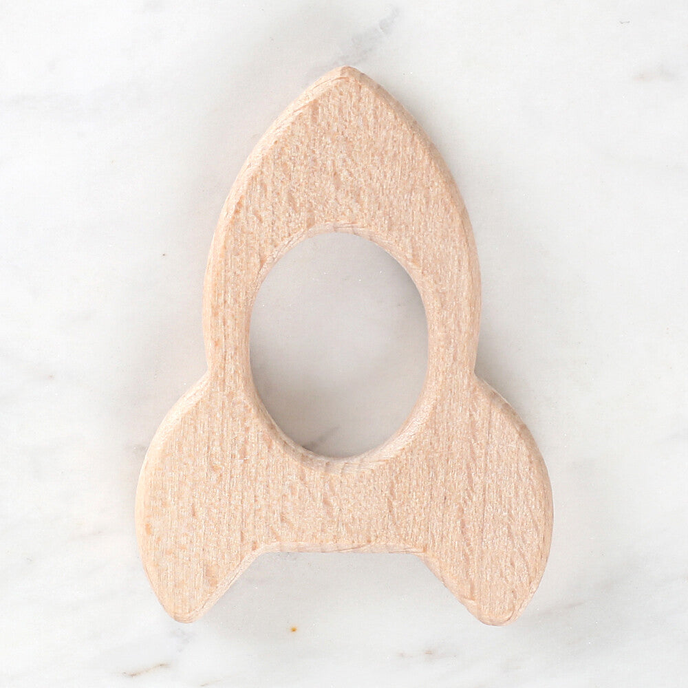 Loren Crafts Rocket Shaped Organic Wooden Teether Ring