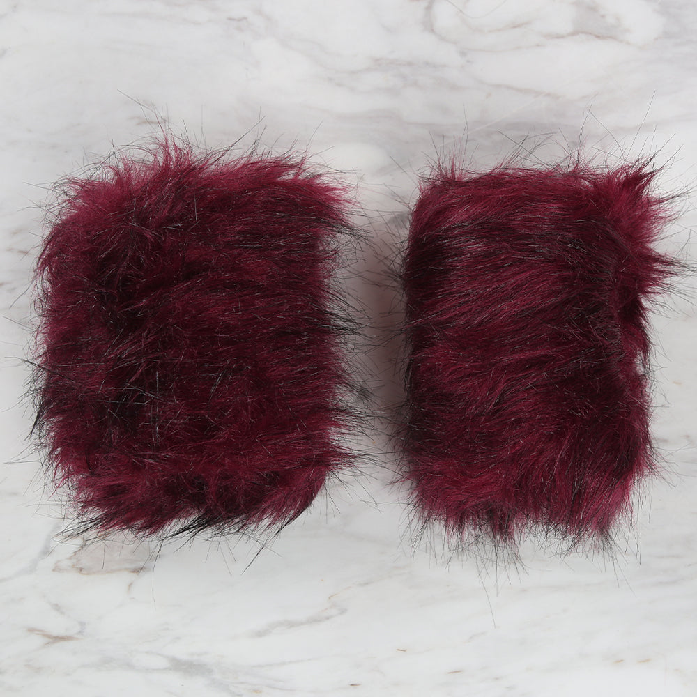 Yarnart Cuffs - Faux Fur Cuffs Burgundy - F505