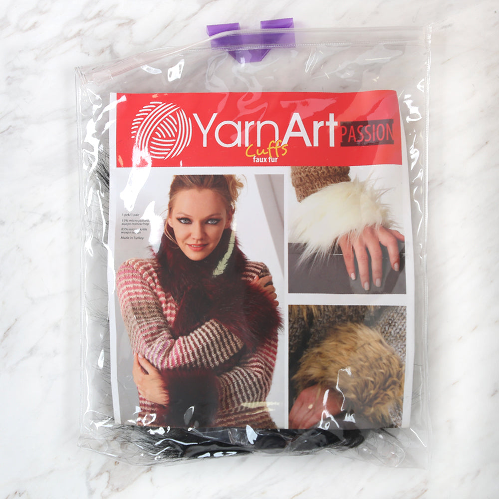 Yarnart Cuffs - Faux Fur Cuffs Black - F505