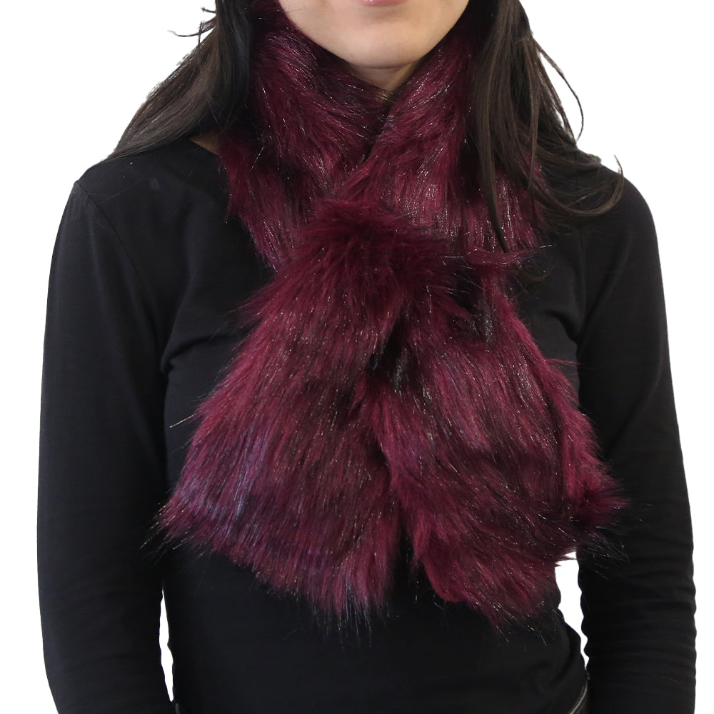 Yarnart X - Scarf Faux Fur Shawl Burgundy - F502