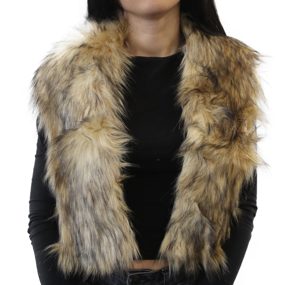 Yarnart Tuxede - Faux Fur Collar Beige - F503 -2