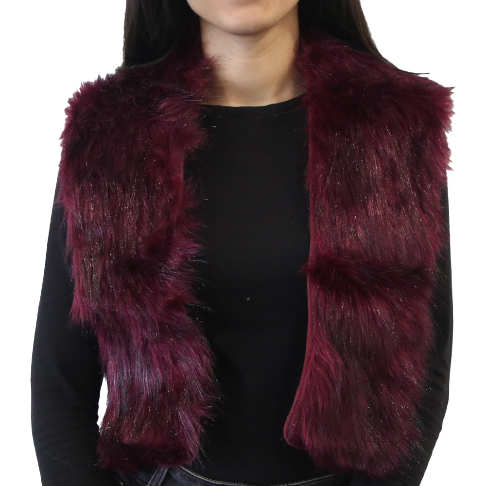 Yarnart Tuxede - Faux Fur Collar Burgundy - F503