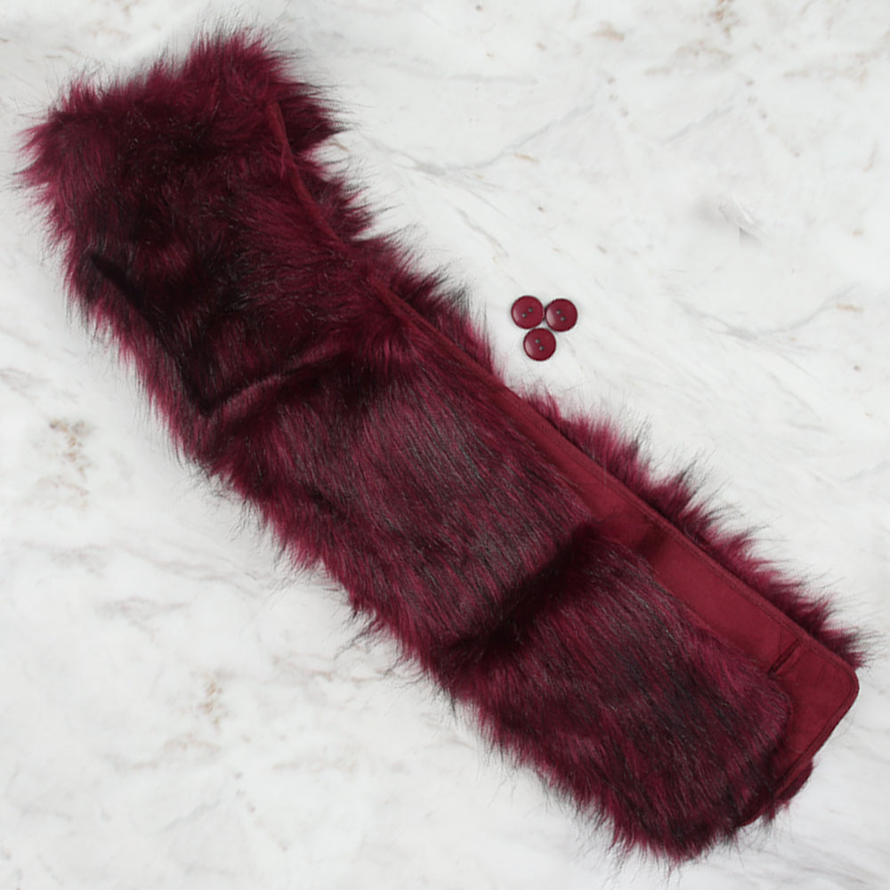 Yarnart Tuxede - Faux Fur Collar Burgundy - F503