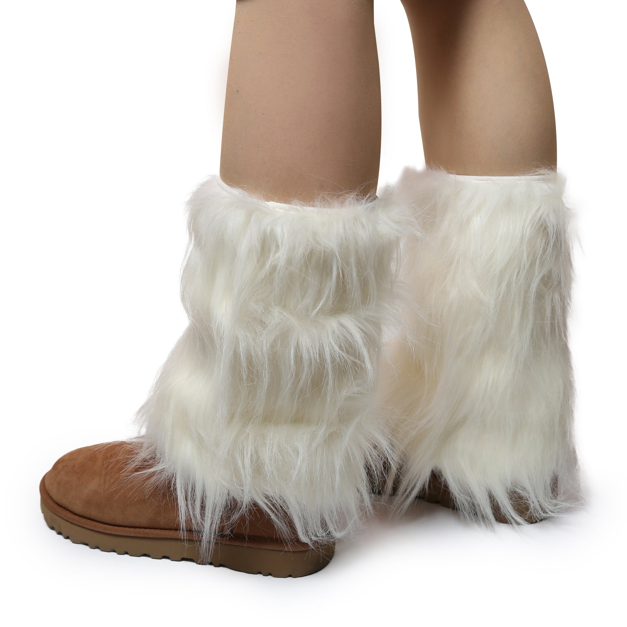 Yarnart Leg Warmer Faux Fur Leggings Cream - F506