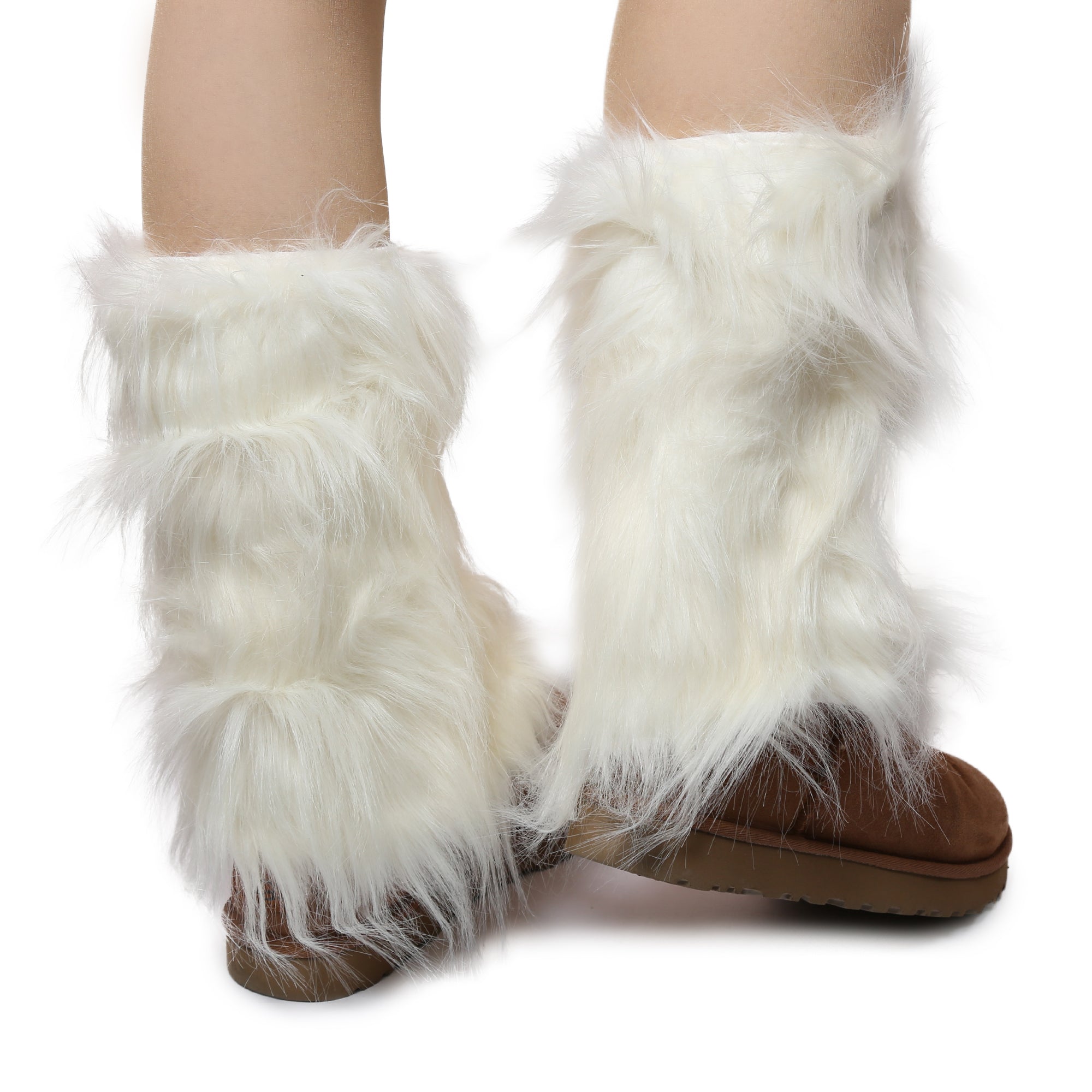 Yarnart Leg Warmer Faux Fur Leggings Cream - F506