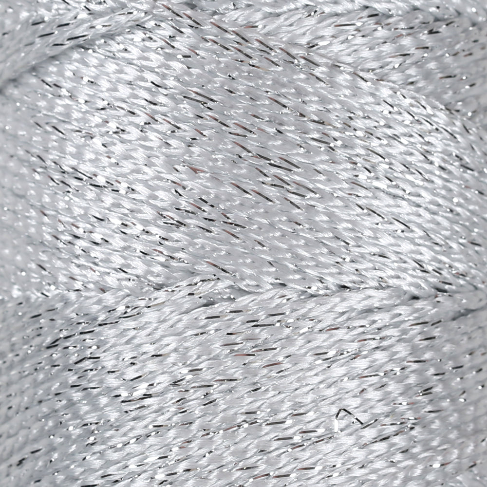 Loren Macrame Sparkle Hand Knitting Yarn, Glitter White - RM002