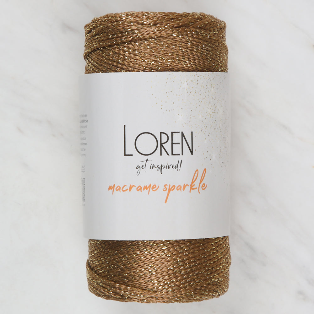 Loren Macrame Sparkle Hand Knitting Yarn, Glitter Brown  - RM 200