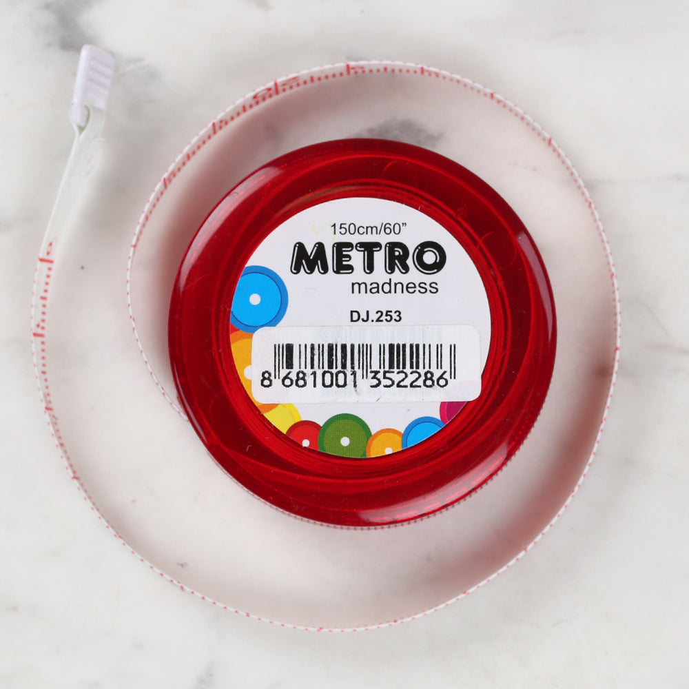 Sew Tasty Metro Auto Tape Measure Red 150cm/60" - 253