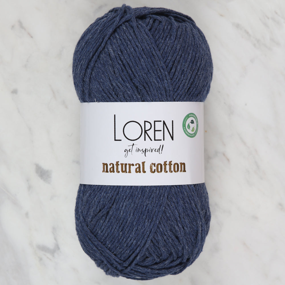 Loren Natural Cotton Yarn, Navy Blue - R103