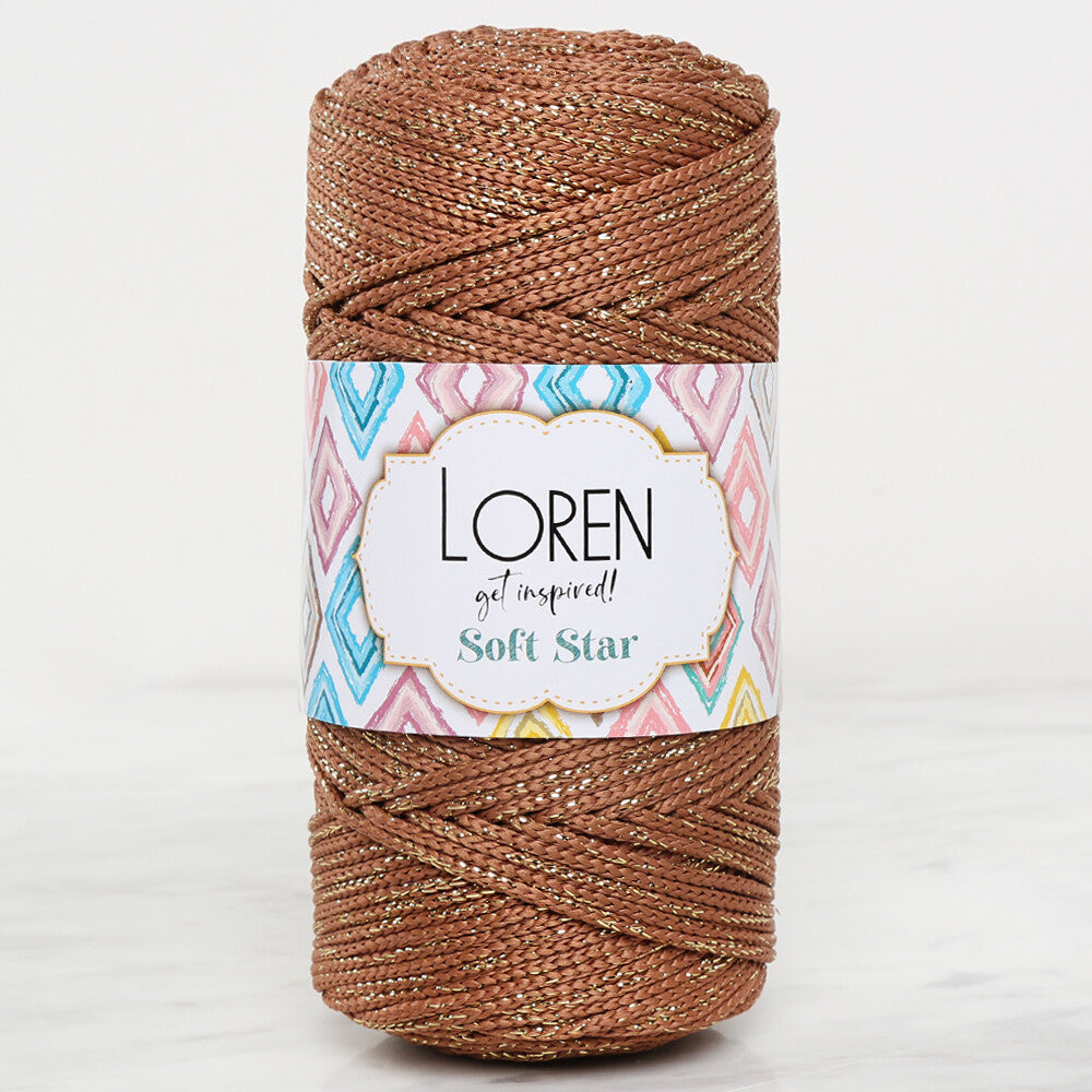 Loren Soft Star Macrame Yarn, Thread Gold Glittery Brown - RM106