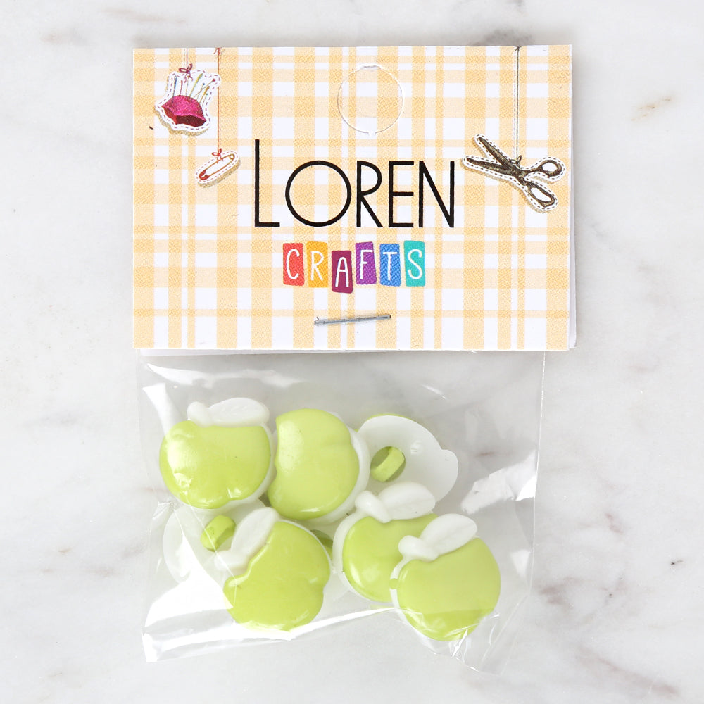 Loren Crafts 8-piece Green Apple Button - 3000