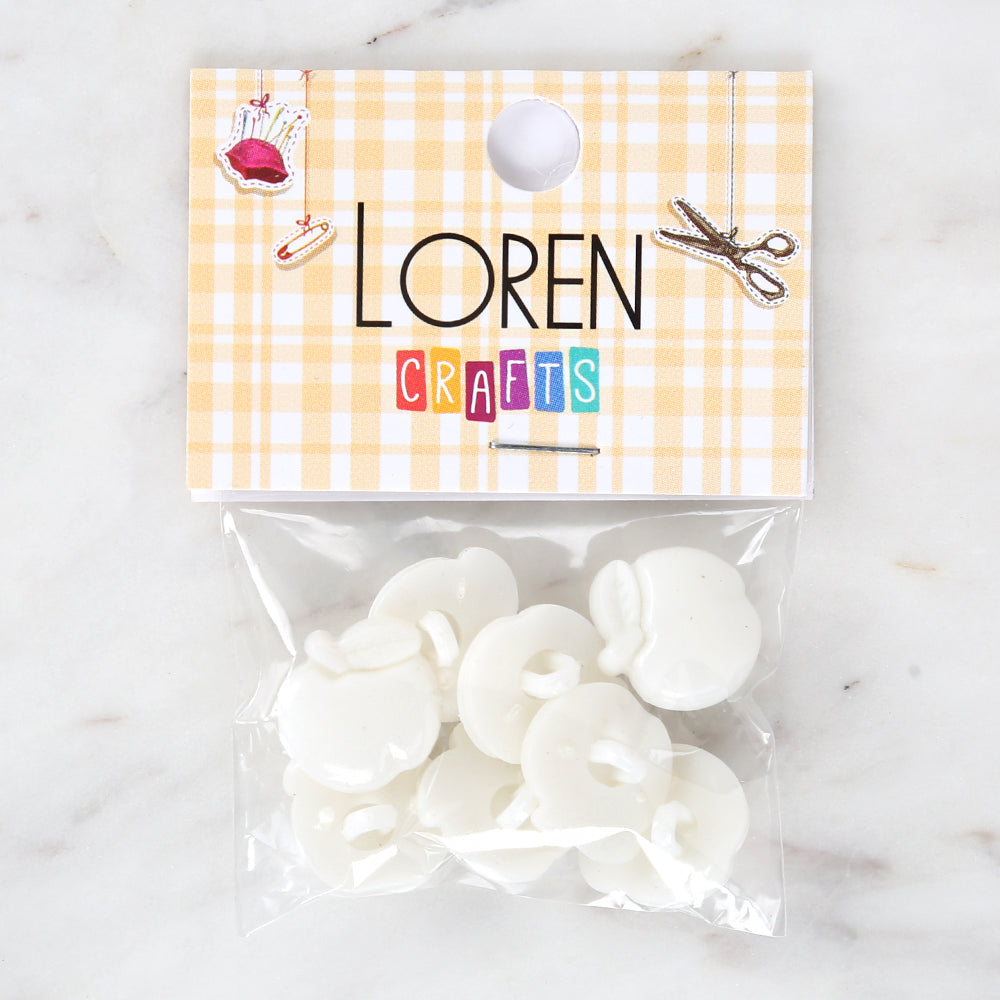 Loren Crafts 8-piece White Apple Button - 3001