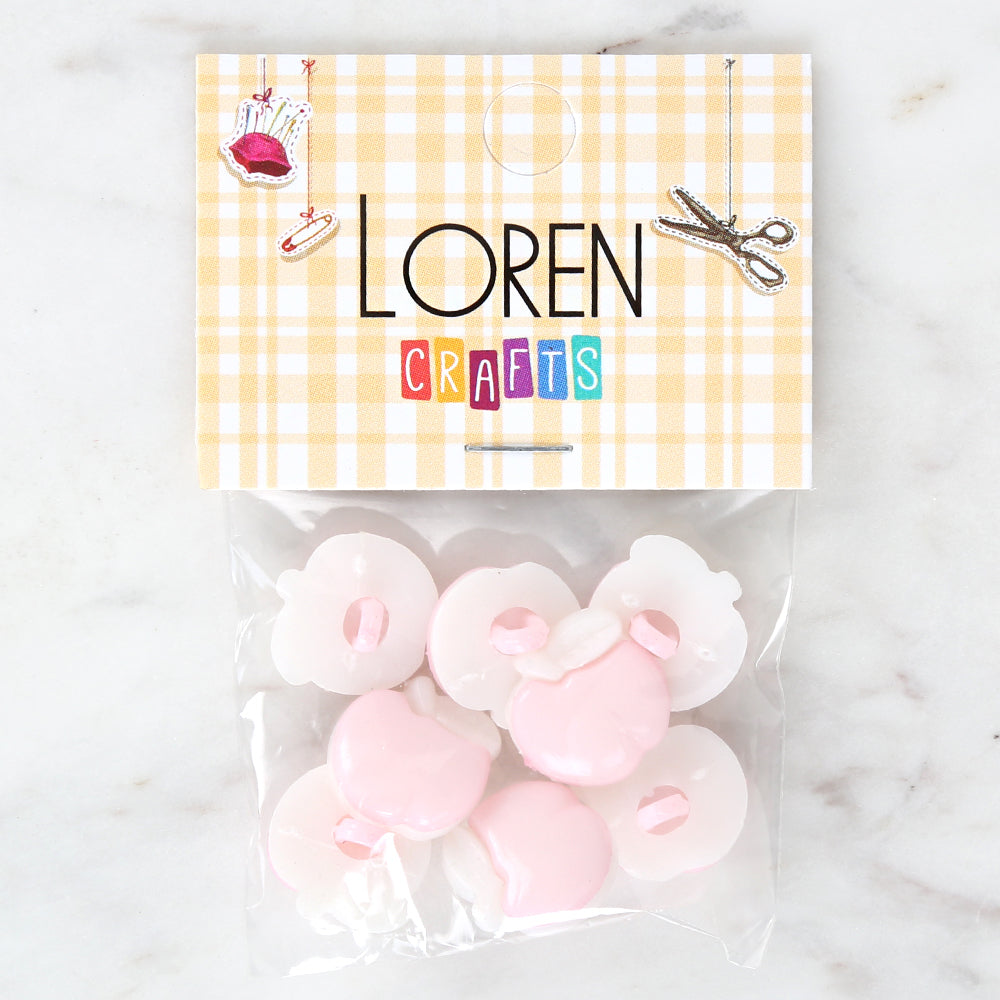 Loren Crafts 8-piece Pink Apple Button - 3002