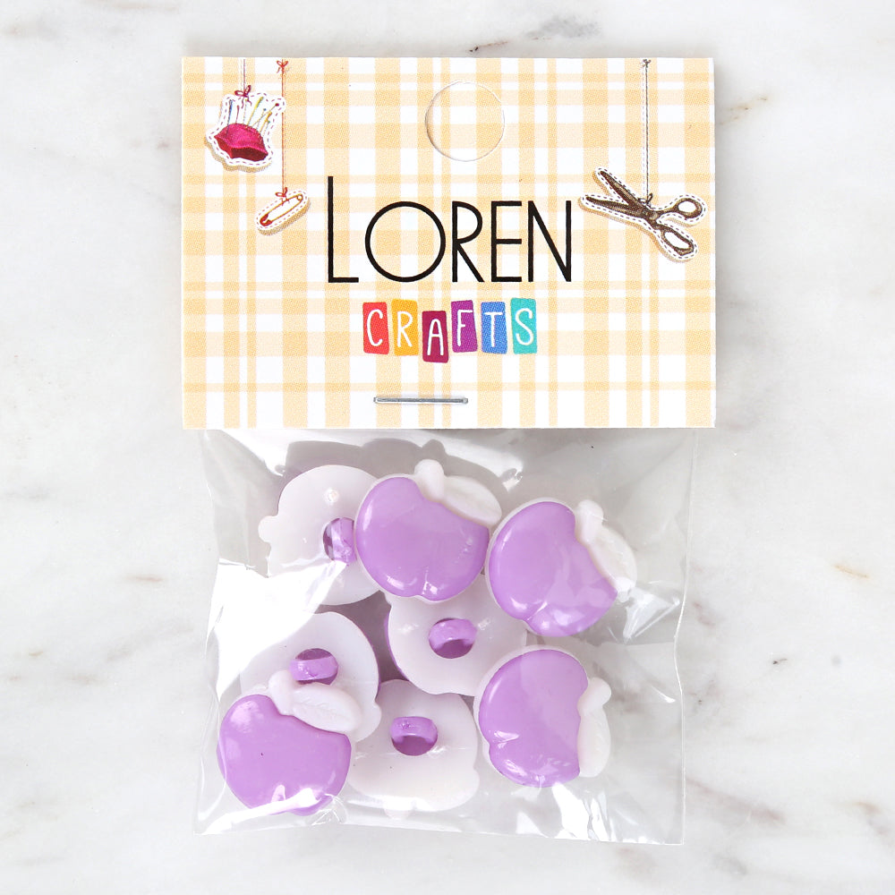 Loren Crafts 8-piece Purple Apple Button - 3003