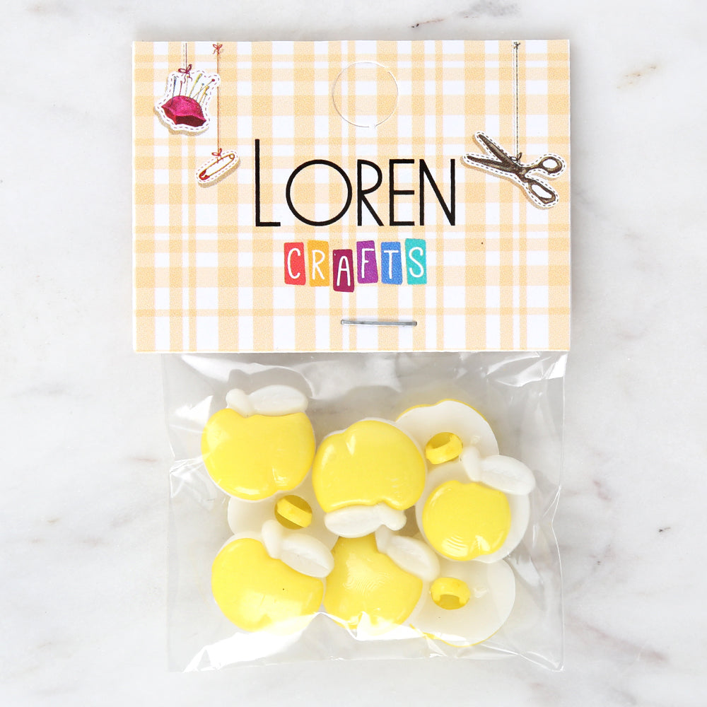 Loren Crafts 8-piece Yellow Apple Button - 3005