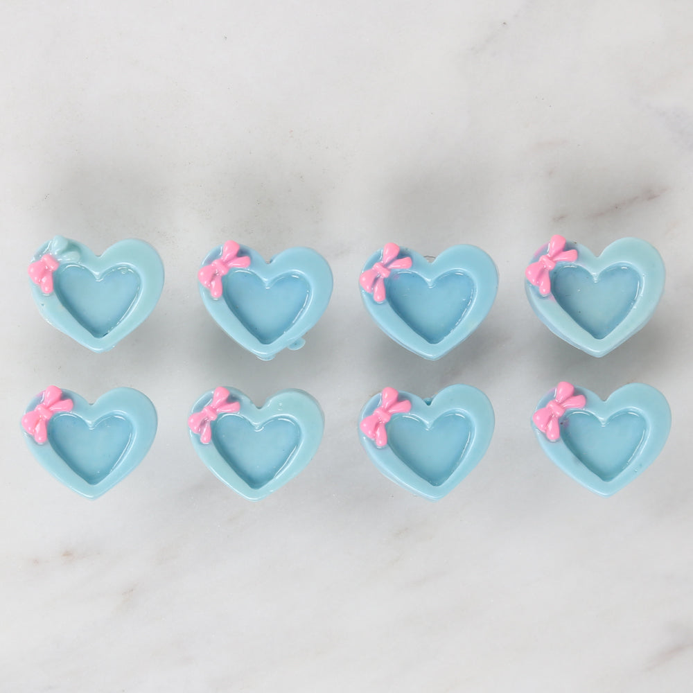 Loren Crafts 8-piece Blue Heart Button - 3014