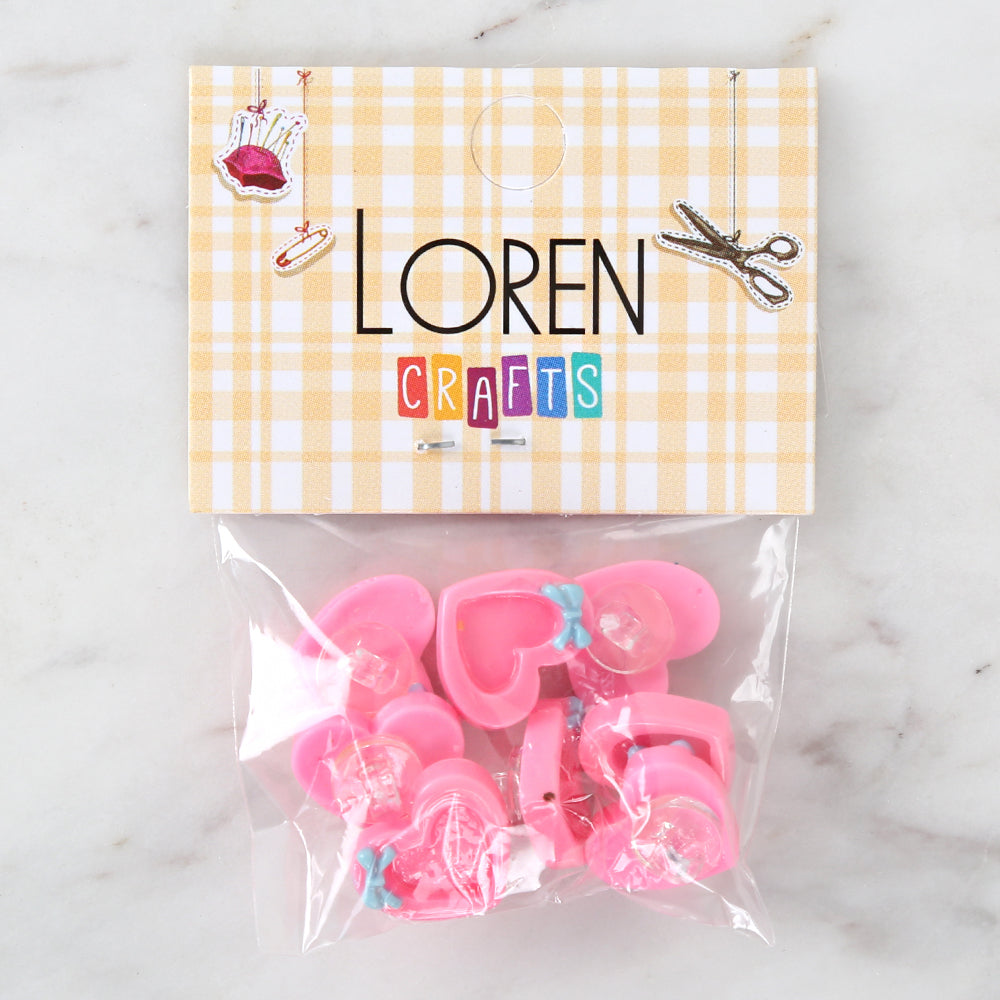 Loren Crafts 8-piece Pink Heart Button - 3016