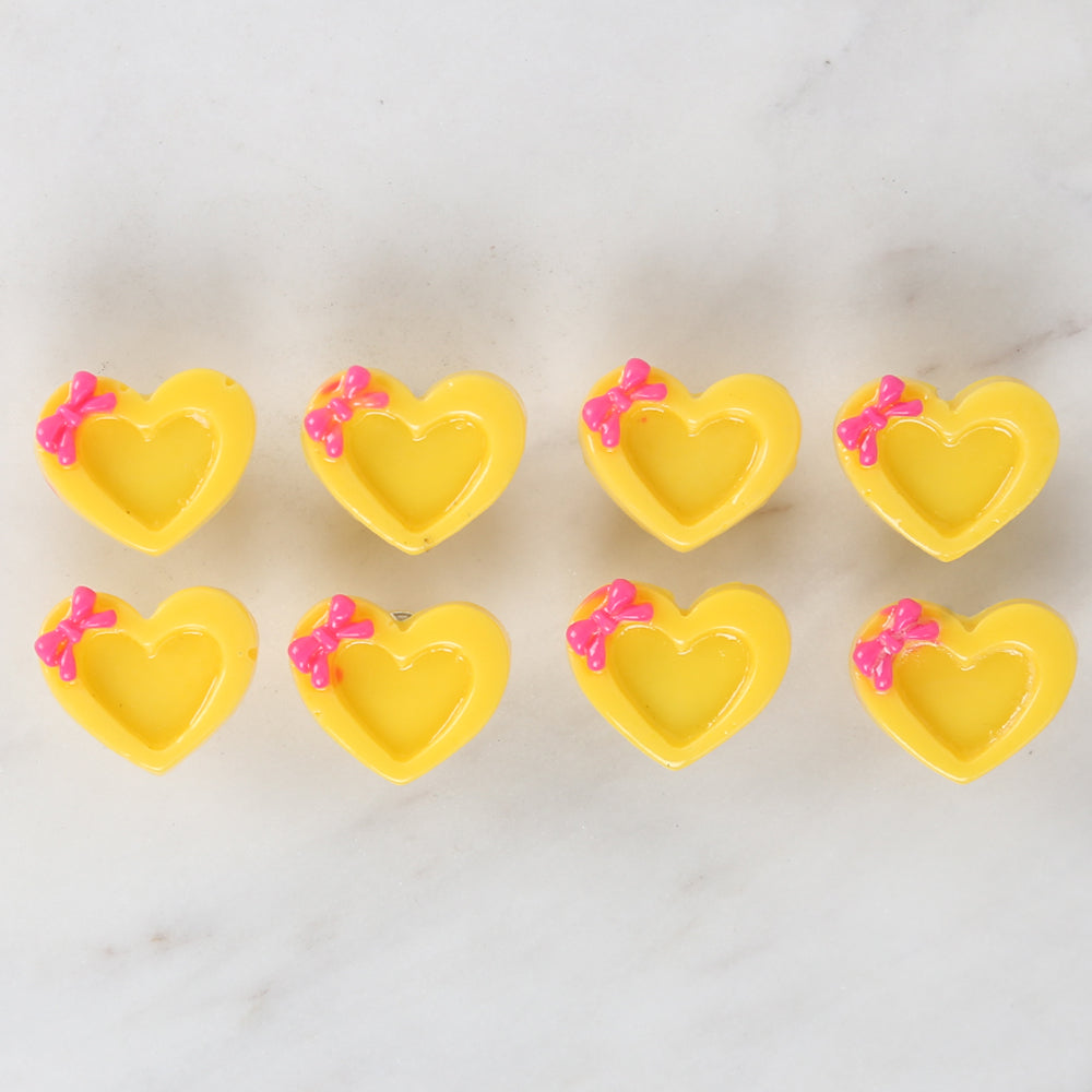 Loren Crafts 8-piece Yellow Heart Button - 3017