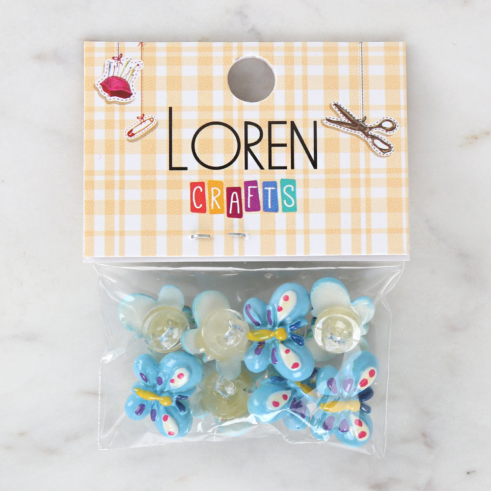 Loren Crafts 8-piece Blue Butterfly Button - 3021