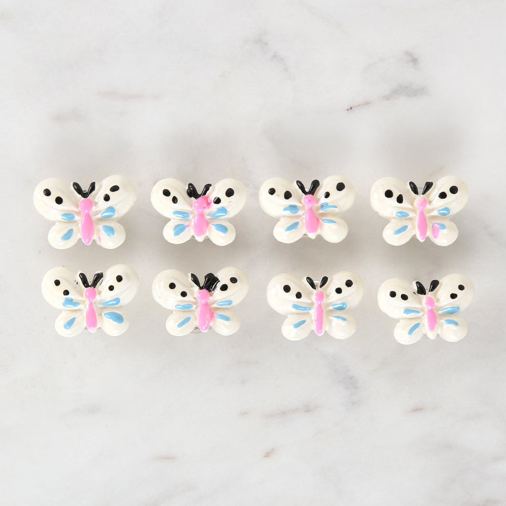 Loren Crafts 8-piece White Butterfly Button - 3023