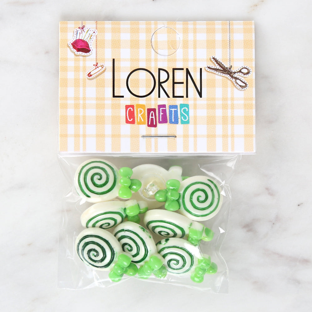 Loren Crafts 8-piece Green Sugar Button - 3024