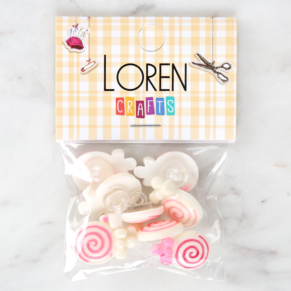 Loren Crafts 8-piece Pink Sugar Button - 3025