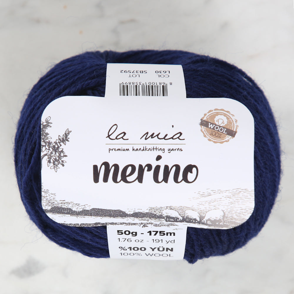 La Mia Merino Yarn, Navy Blue - L630