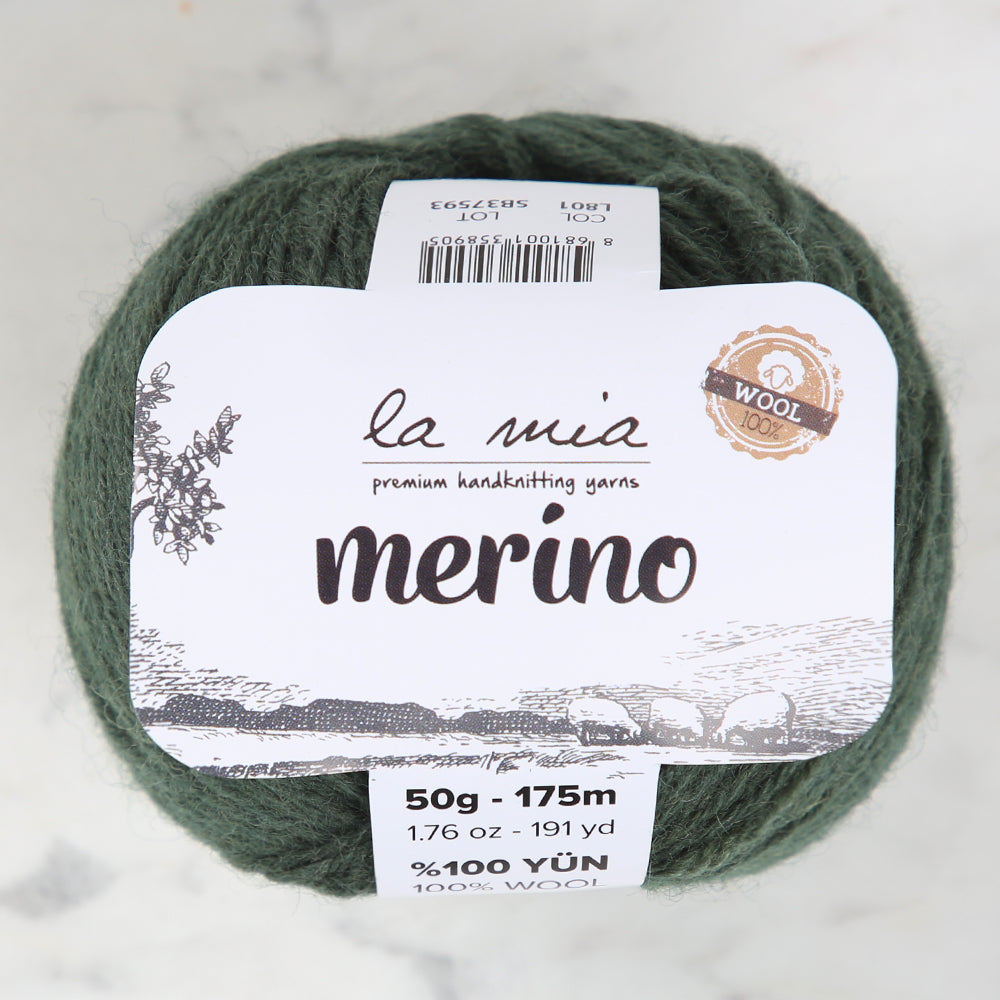 La Mia Merino Yarn, Dark Green - L801