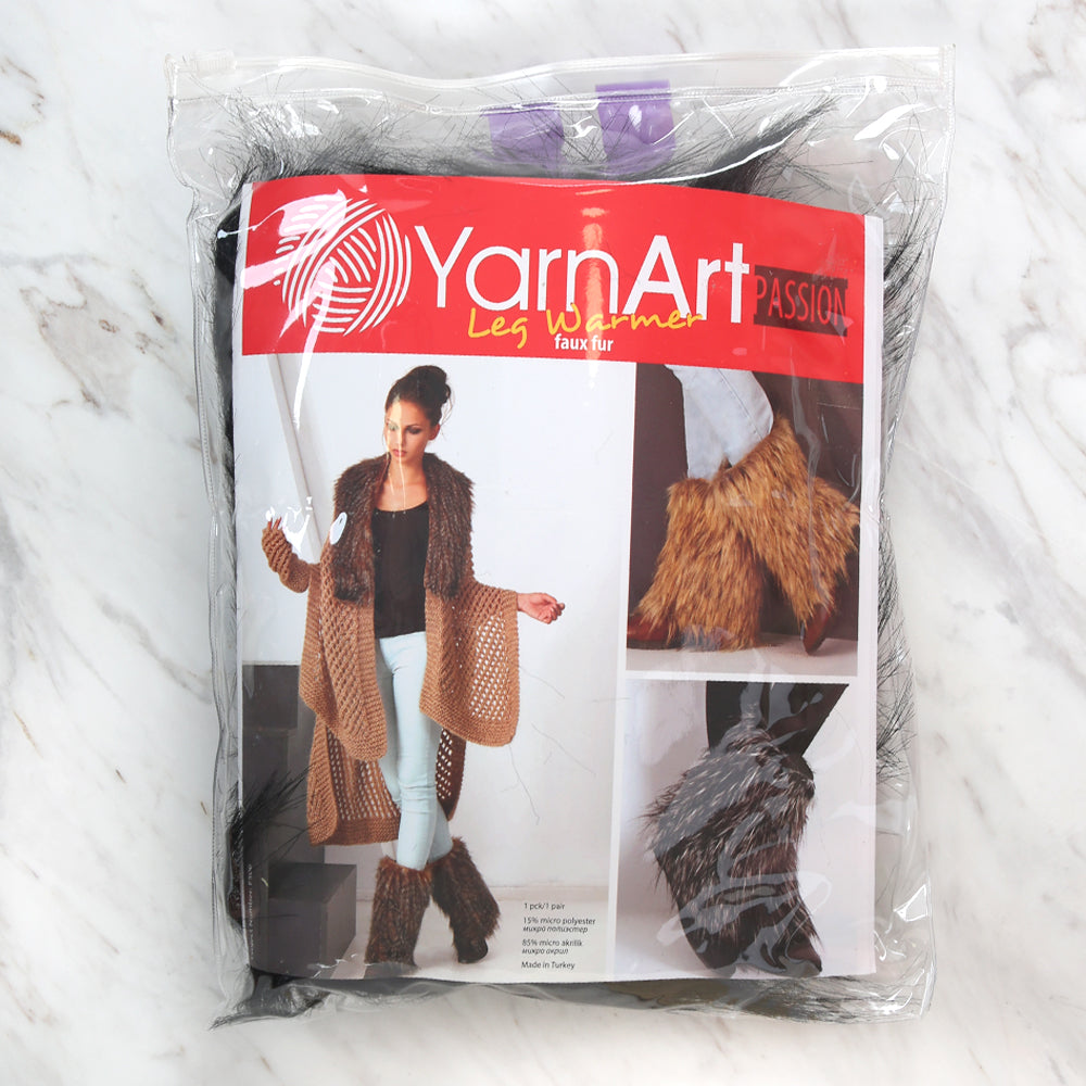 Yarnart Leg Warmer Faux Fur Leggings Black - F506