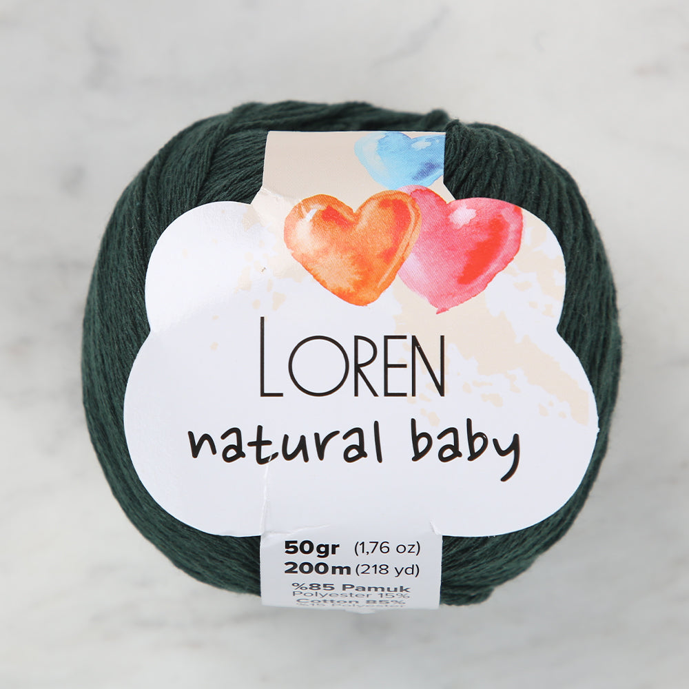 Loren Natural Baby Yarn, Dark Green - R073